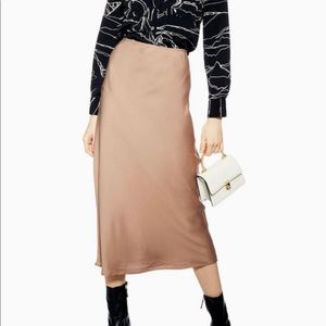 Topshop Nude Satin Slip Skirt